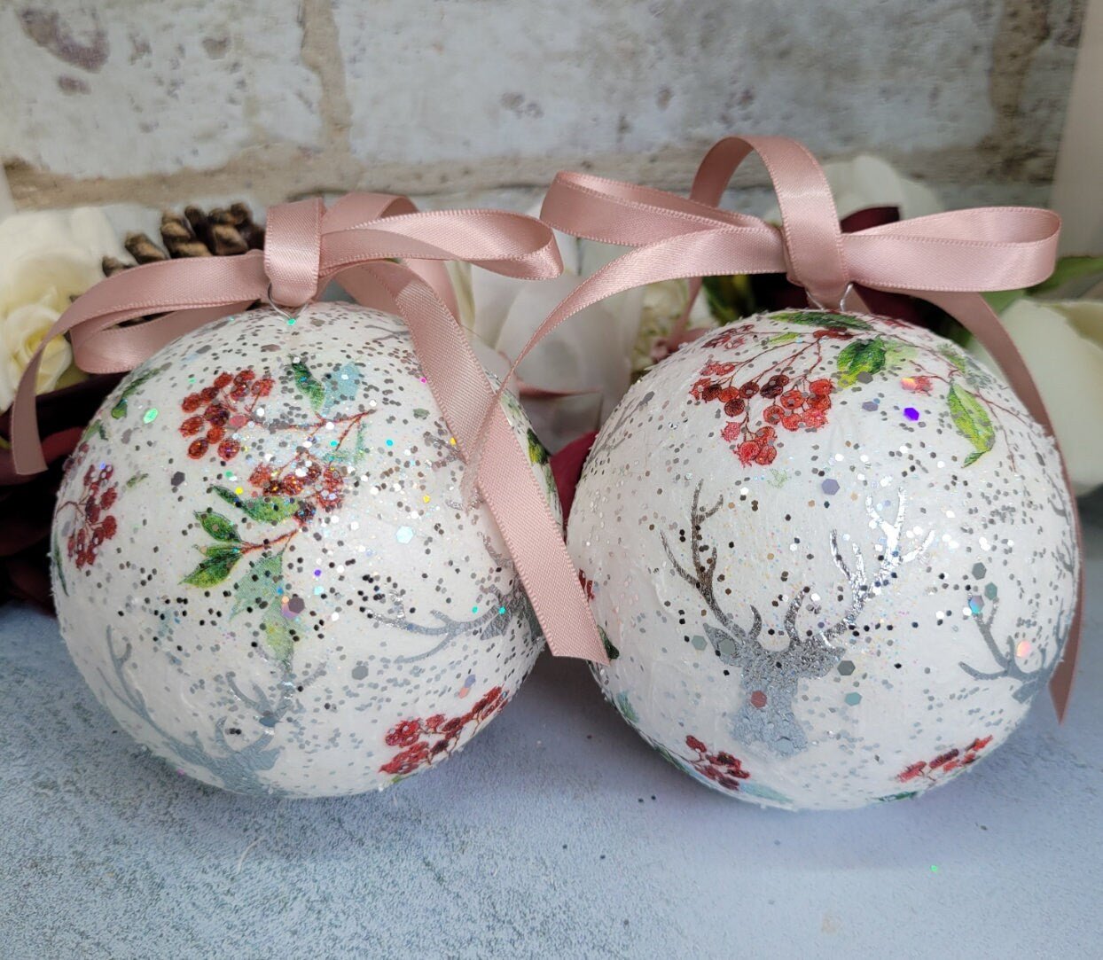 Stag and Berries Christmas Baubles - Quantock Inspiration