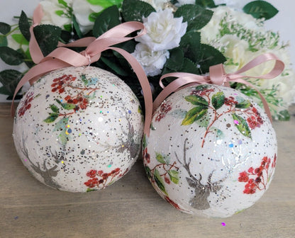 Stag and Berries Christmas Baubles - Quantock Inspiration