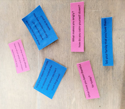 blue and pink quotes on paper card