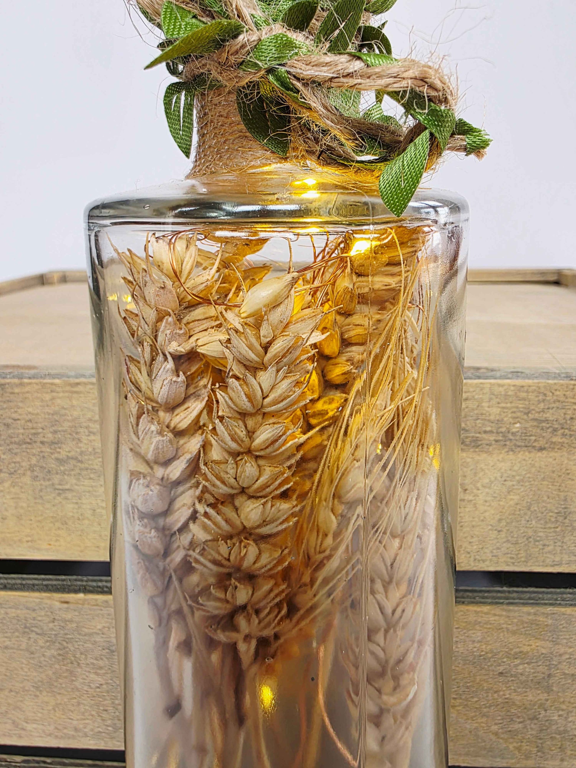 Rustic Wheat Bottle Lamp | Handmade Farmhouse LED Lighting | Quantock Inspiration