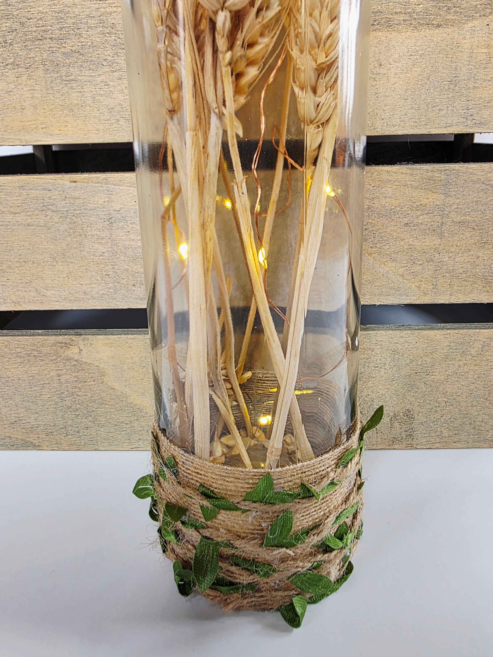 Rustic Wheat Bottle Lamp | Handmade Farmhouse LED Lighting | Quantock Inspiration