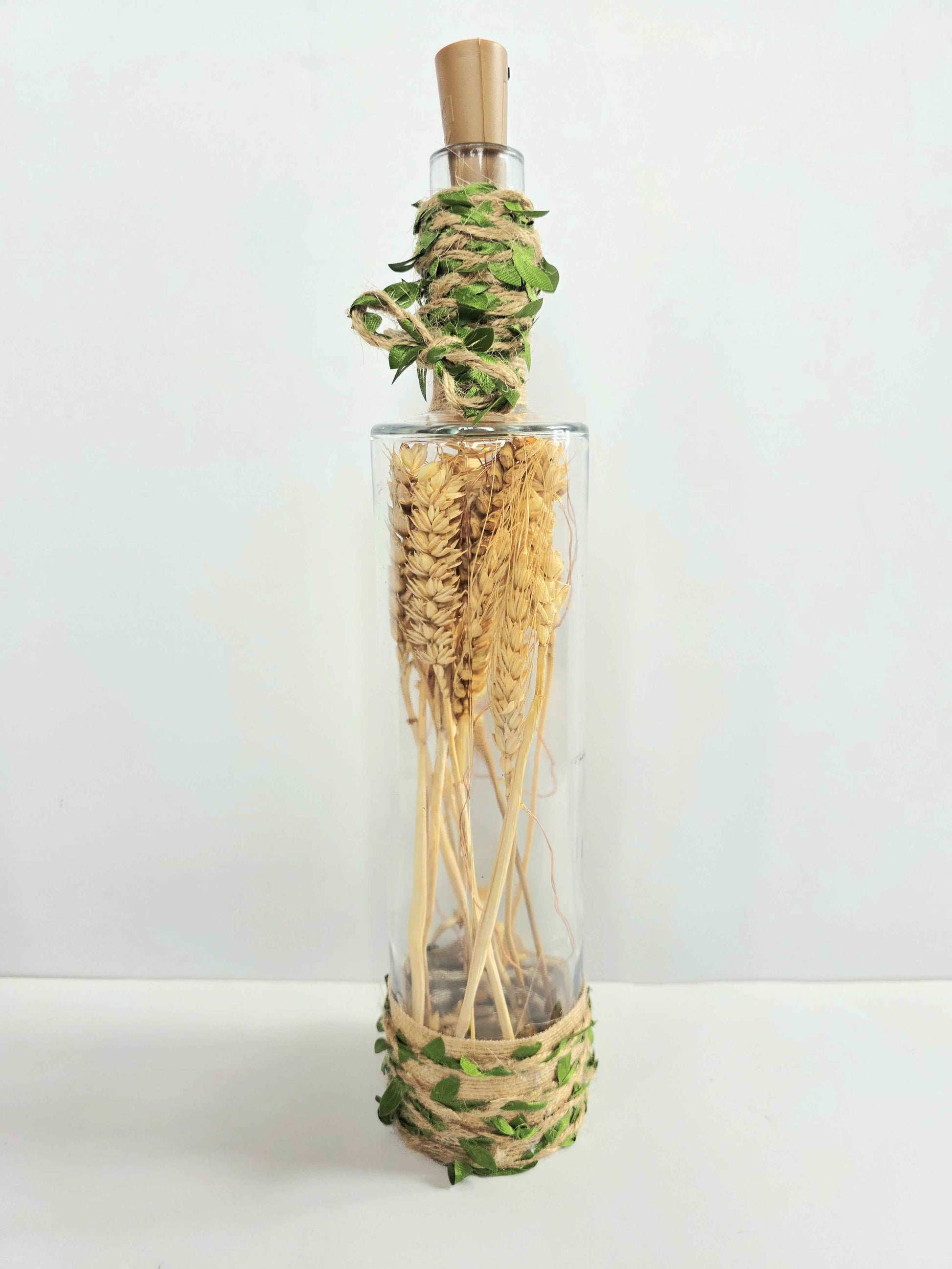 Rustic Wheat Bottle Lamp | Handmade Farmhouse LED Lighting | Quantock Inspiration