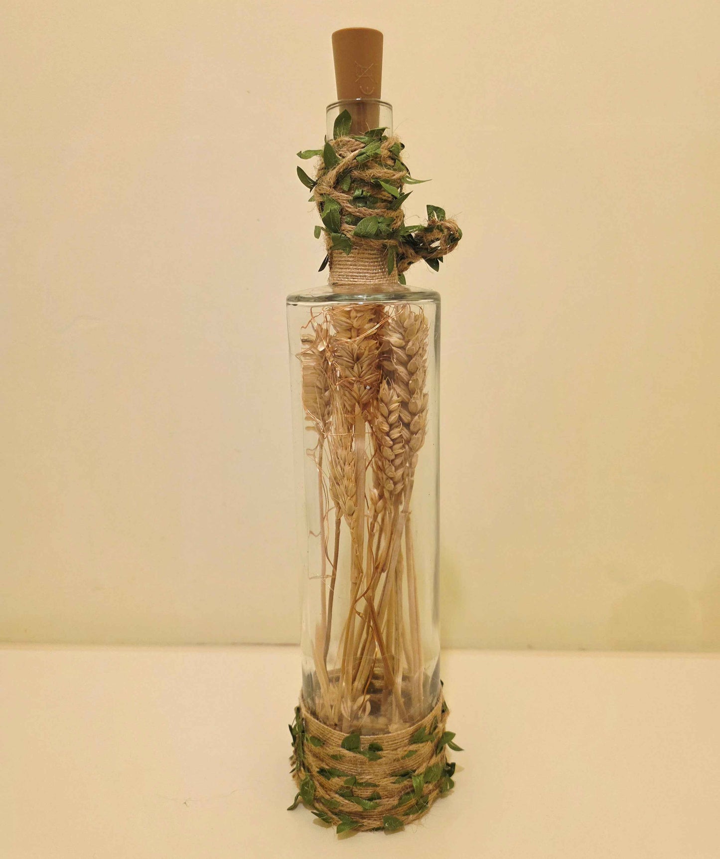 Rustic Wheat Bottle Lamp | Handmade Farmhouse LED Lighting | Quantock Inspiration