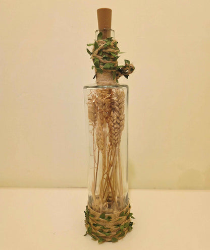 Rustic Wheat Bottle Lamp | Handmade Farmhouse LED Lighting | Quantock Inspiration