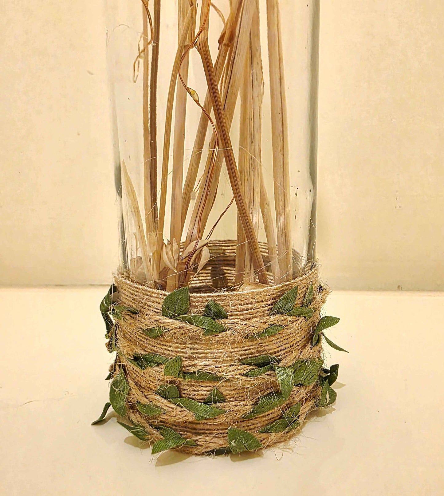 Rustic Wheat Bottle Lamp | Handmade Farmhouse LED Lighting | Quantock Inspiration