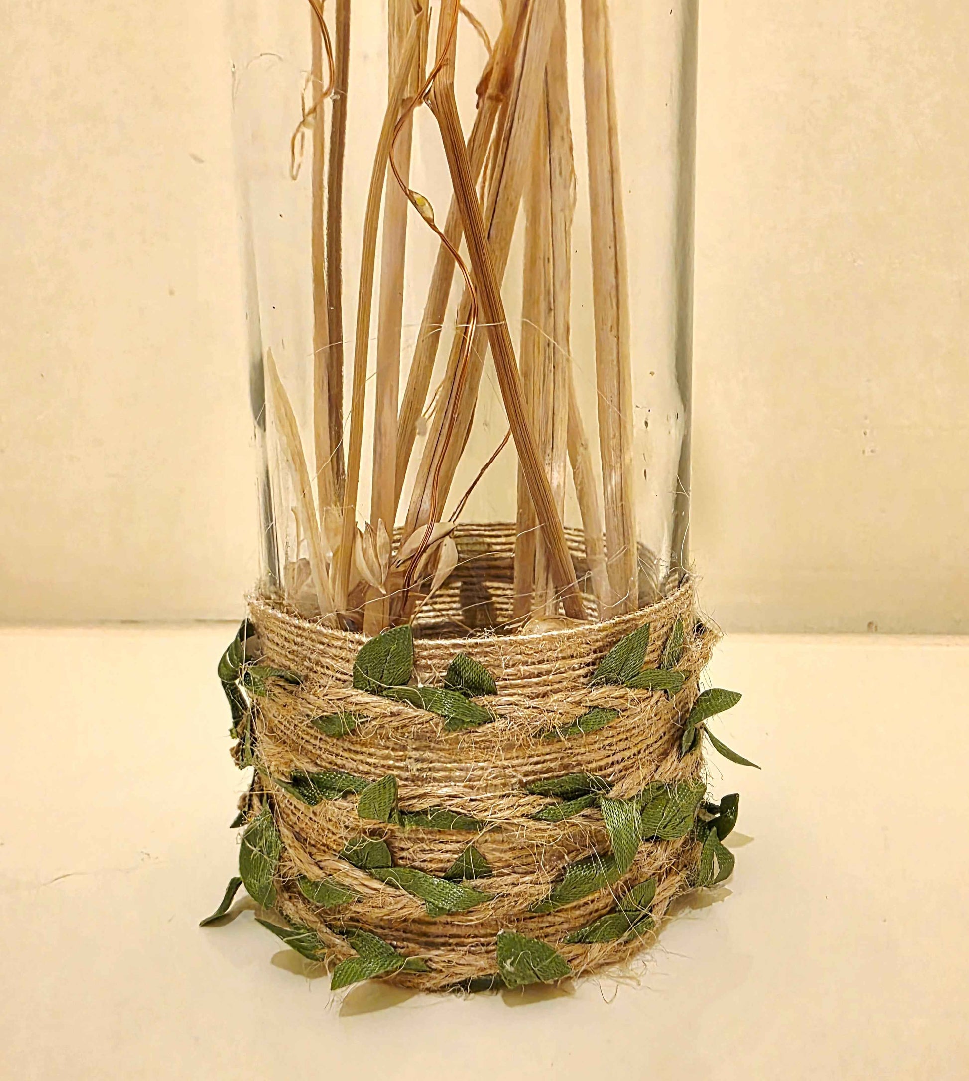 Rustic Wheat Bottle Lamp | Handmade Farmhouse LED Lighting | Quantock Inspiration