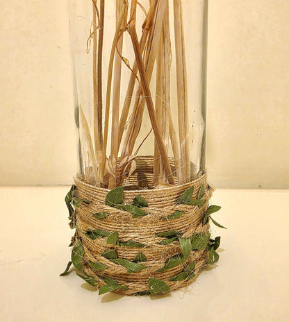 Rustic Wheat Bottle Lamp | Handmade Farmhouse LED Lighting | Quantock Inspiration