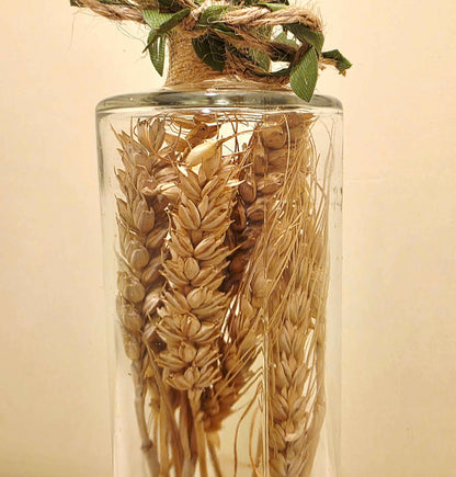 Rustic Wheat Bottle Lamp | Handmade Farmhouse LED Lighting | Quantock Inspiration