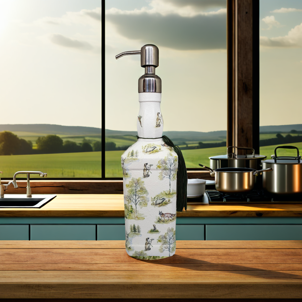 Decoupage Whiskey Bottle Soap Dispenser