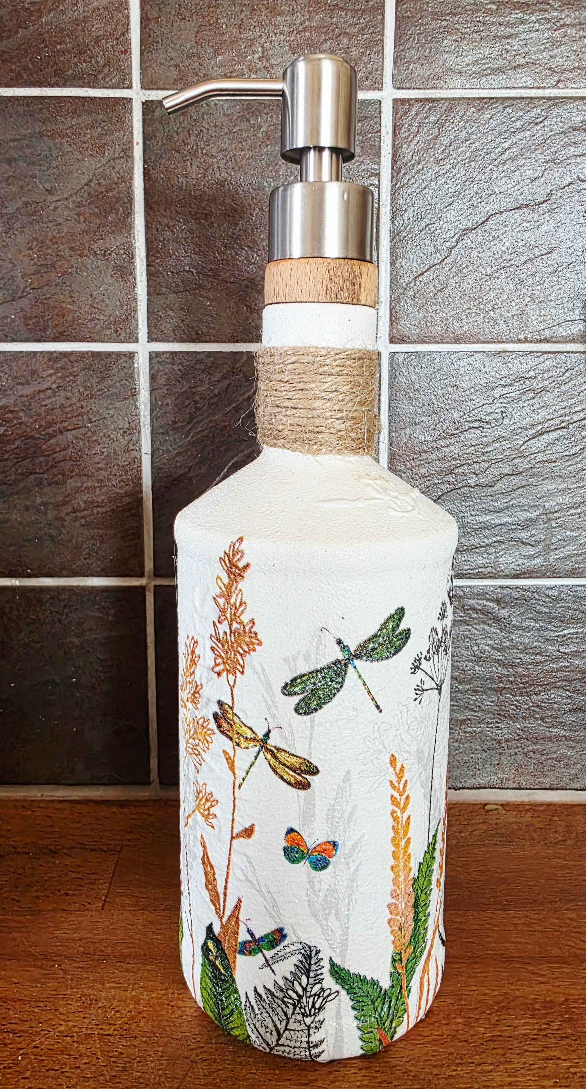 Wildflower Soap Dispenser | Recycled Glass Bathroom & Kitchen Accessory | Quantock Inspiration