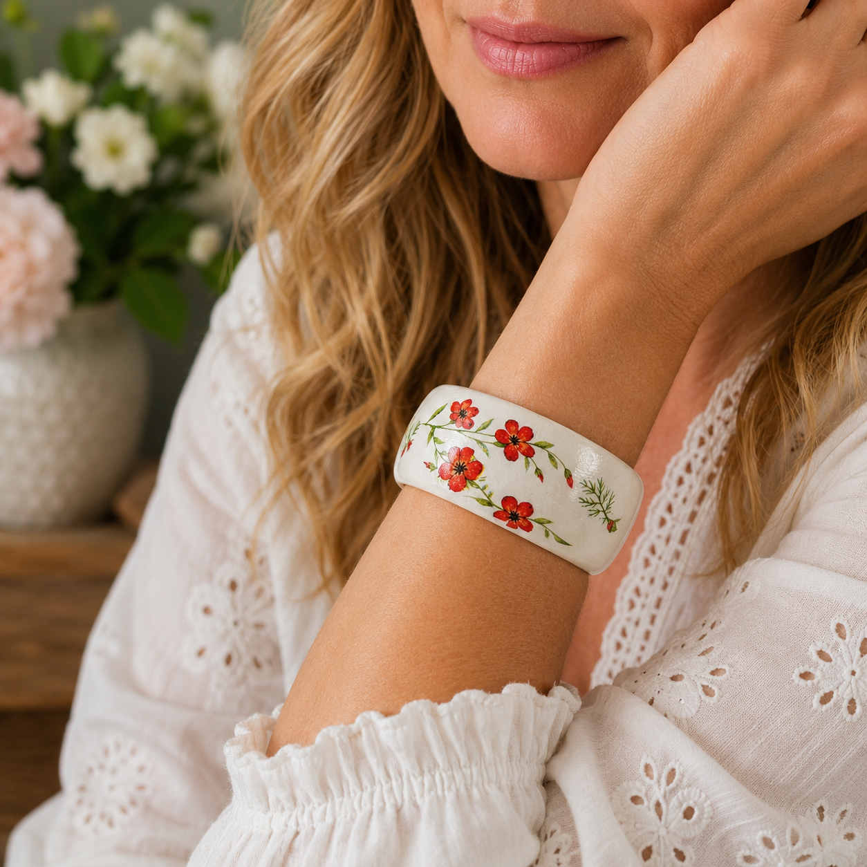 Floral Wooden Bangles | Decoupage Jewellery | Quantock Inspiration