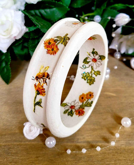 Floral Wooden Bangles | Decoupage Jewellery | Quantock Inspiration