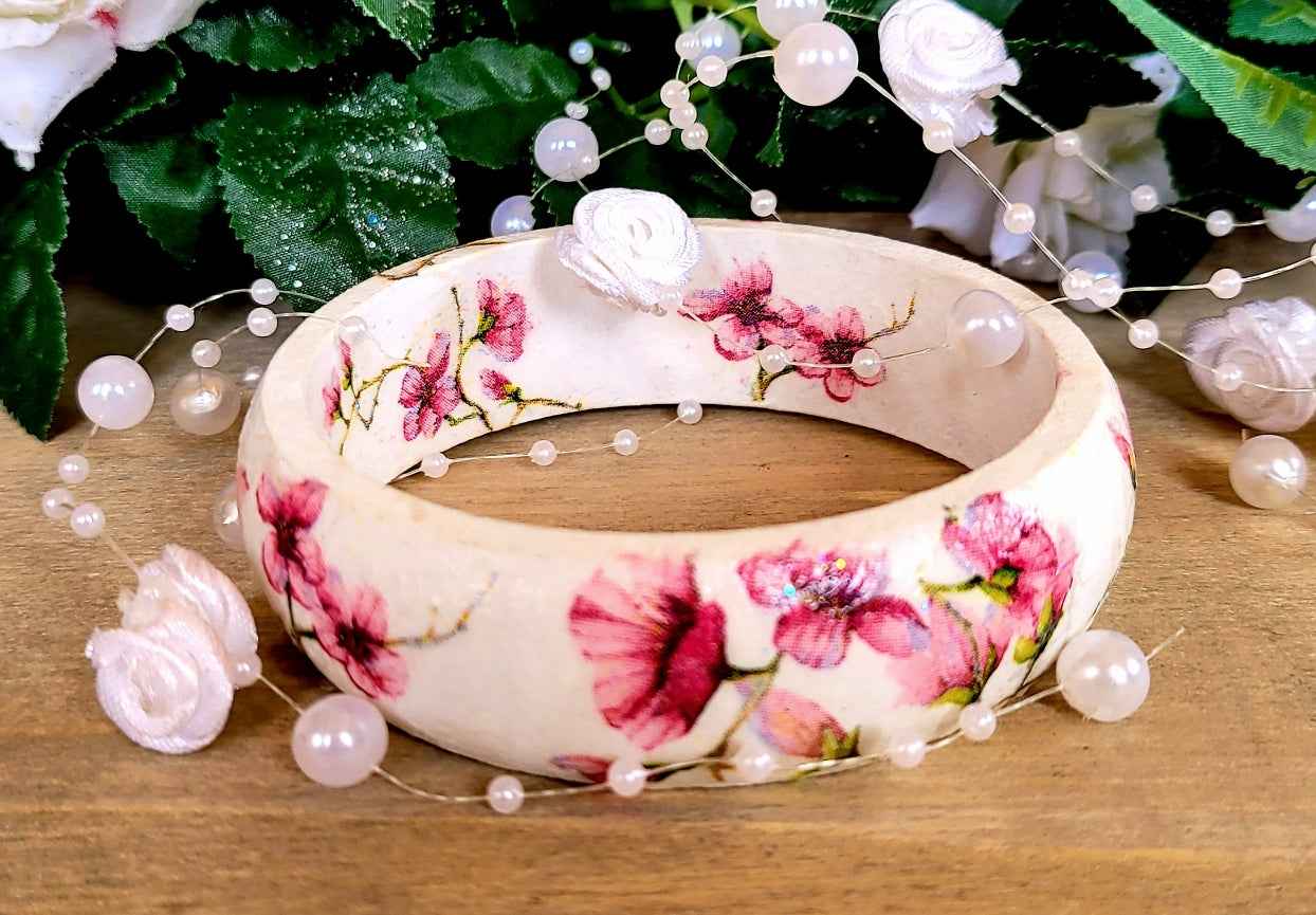 Floral Wooden Bangles | Decoupage Jewellery | Quantock Inspiration