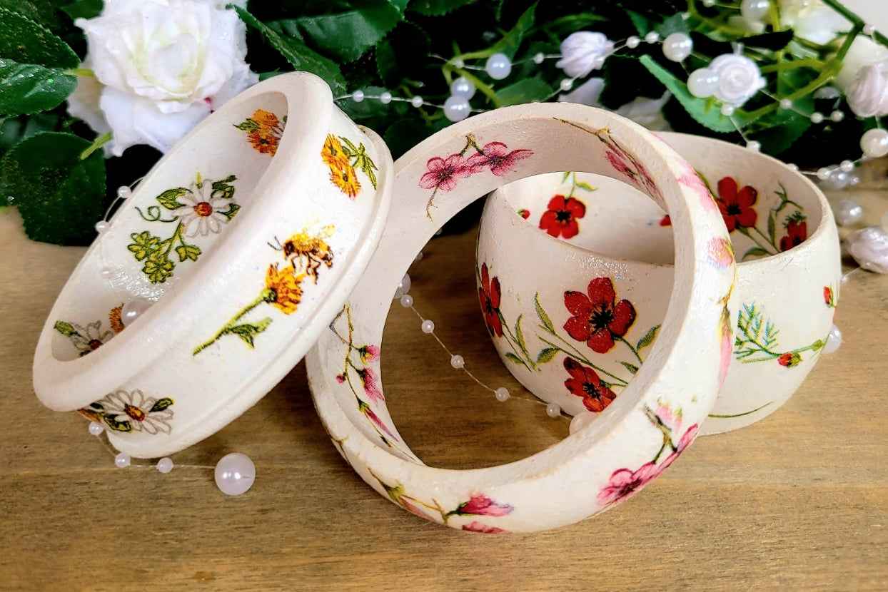 Floral Wooden Bangles | Decoupage Jewellery | Quantock Inspiration