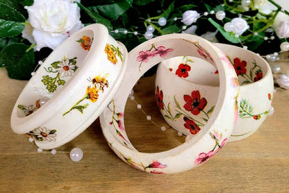 Floral Wooden Bangles | Decoupage Jewellery | Quantock Inspiration